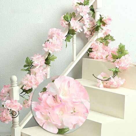 Guirlande de fleurs de cerisier artificielles roses - 2 pièces x 230 cm (1/5)