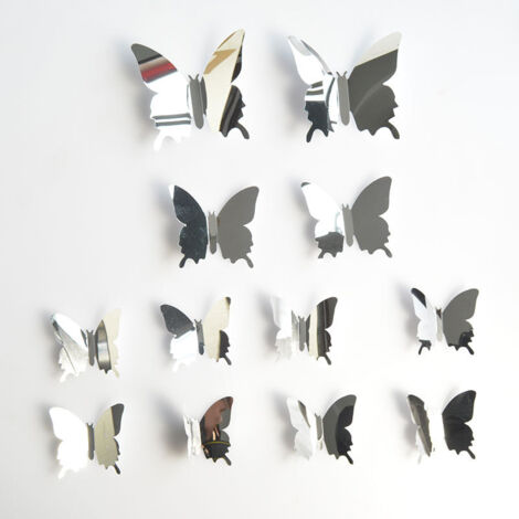 Blue Dream 12 Pièces Papillon Miroir Bricolage Combinés Autocollants (1/5)