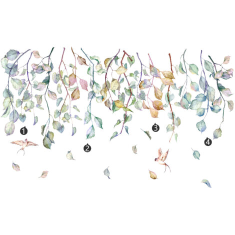 Aquarelles feuille verte vigne chambre décoration papier peint s (1/5)