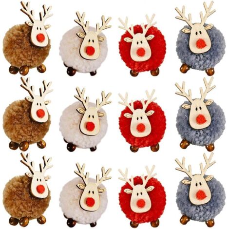 Ensemble de 12 décorations de sapin de Noël en feutrine de laine en forme de bois de cerf (1/5)
