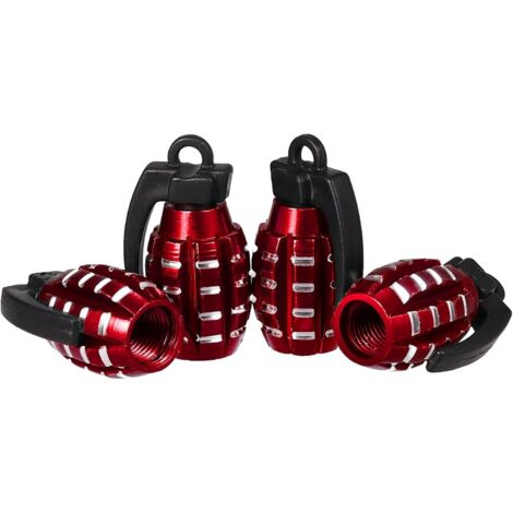 4 bouchons de valve en aluminium (rouges), douille haute performance pour grenade à main (1/5)