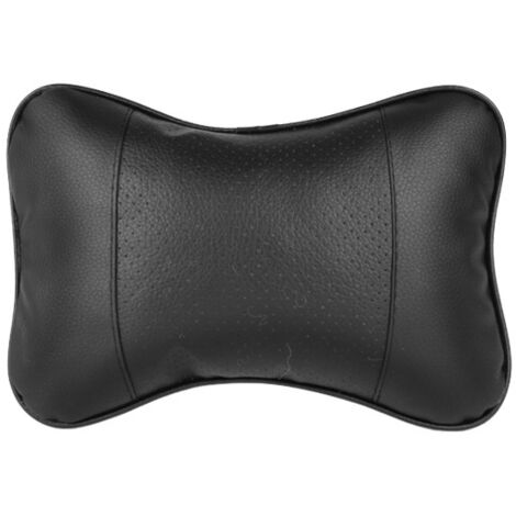 (Noir) Lot de 2 coussins cervicaux pour voiture, en cuir PU confortable, rembourrage doux (1/4)