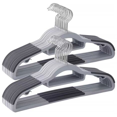 Lot de 10 cintres en plastique, antidérapants, peu encombrants, 0,5 cm d'épaisseur, 42 cm de long, pivotants à 360°. (1/5)