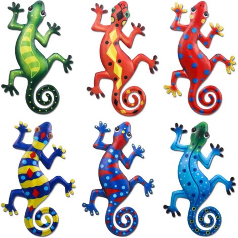 Décoration murale gecko en métal Blue Dream, 6 pièces (1/5)