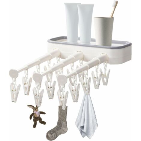 Étendoir à linge pliable pour chaussettes blanches sèches, idéal pour la cuisine et la salle de bain. (1/5)