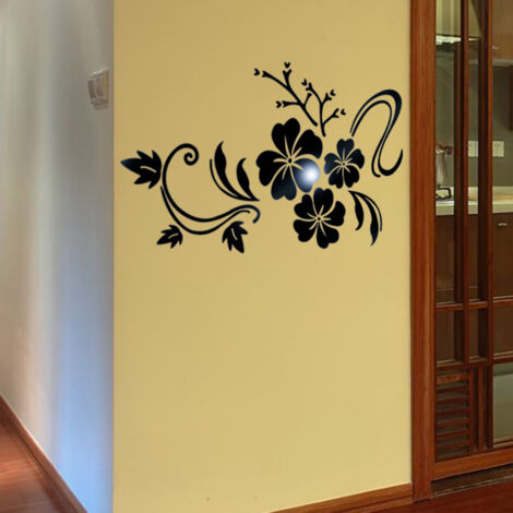Miroir mural 3D Rêve Bleu, Stickers Fleurs Roses et Vigne (1/5)