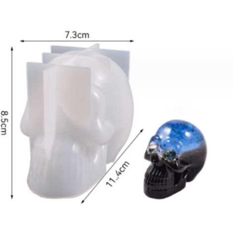 Moule à bougie en forme de crâne 3D, pour réaliser un moule à bougie d'Halloween en deux parties (1/4)