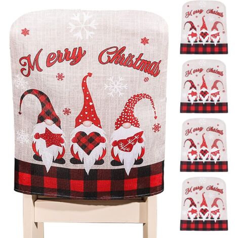 Housses de chaises de Noël, 4 housses de chaises Père Noël (1/5)