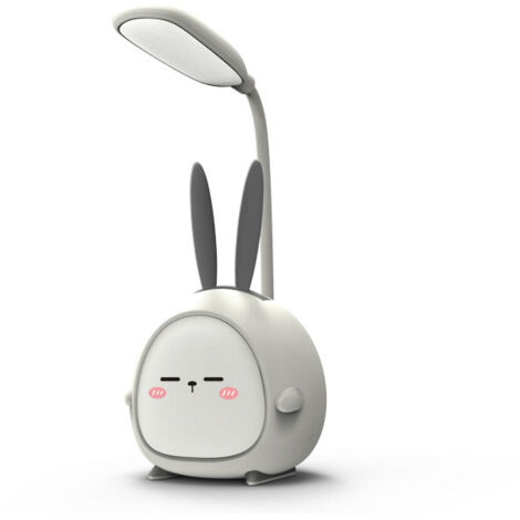 (Lampe de bureau LED portable avec motif lapin gris et veilleuse lapin mignonne, lampe de lecture pliable pour la chambre)
