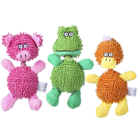 Ensemble de 3 jouets à mâcher en forme de grenouille en corde de coton, en peluche et en forme de balai, avec fonction sonore, pour chiens, adaptés aux (1/5)