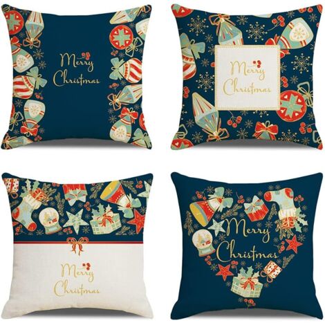 Ensemble de 4 taies d'oreiller de Noël, housses d'oreiller de Noël, oreillers de Noël (1/5)