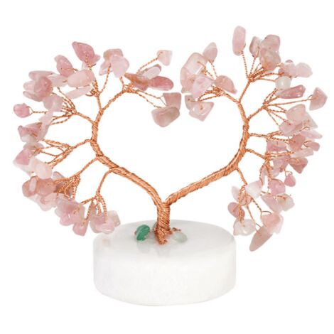 Décoration Feng Shui : Arbre de Vie en pierre précieuse, fil d'or rose. (1/4)