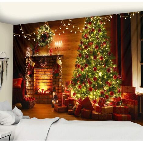 Tapisserie de Noël avec des rennes et le Père Noël pour la chambre (1/5)