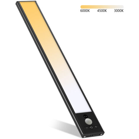 Lampe LED noire de 30 cm avec fonction de variation d'intensité à trois couleurs et détection de mouvement (1/5)