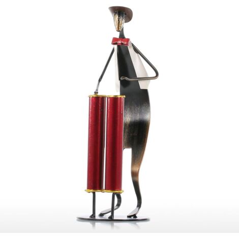 Sculpture en métal représentant un batteur de groupe de musique western, réalisée à la main en fer. (1/5)
