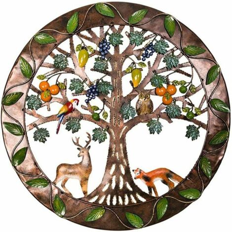 Décoration murale en bois Arbre de Vie, plaque métallique « Arbre de Vie », « Arbre généalogique » (1/5)