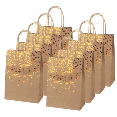 Couleur principale, Golden Love, 15 sacs en papier kraft, sacs cadeaux en papier kraft