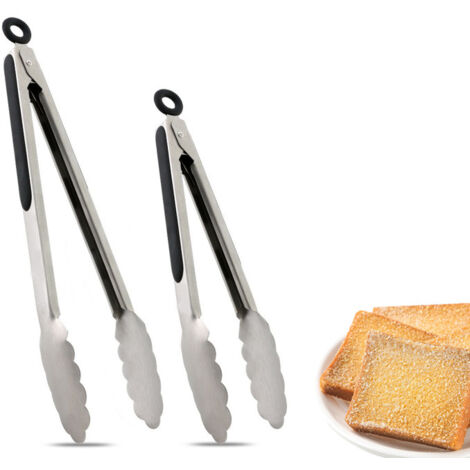 Ensemble de pinces de cuisine en acier inoxydable – 23 cm, pinces alimentaires métalliques verrouillables (1/5)