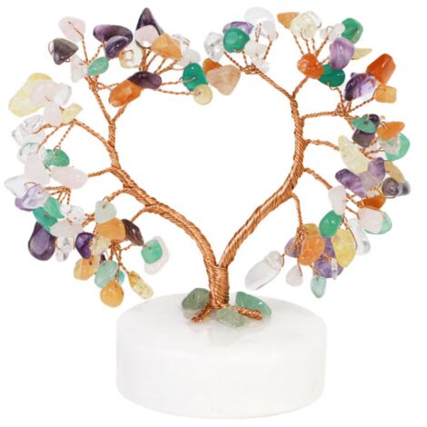 Décoration Feng Shui : Arbre de Vie en pierre précieuse, fil d'or rose. (1/4)