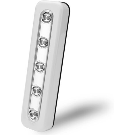 Lampe de chevet blanche pour meuble, veilleuse avec 5 LED tactiles à piles, réglable (1/5)