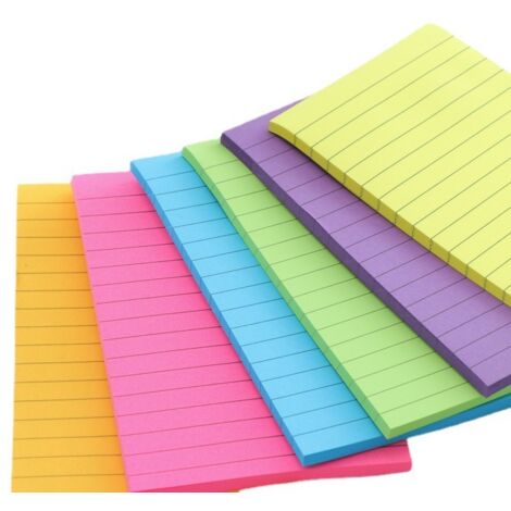 Lot de 6 blocs-notes adhésifs extra-résistants (100 x 150 mm) en 6 couleurs, lignés, 50 feuilles (1/5)