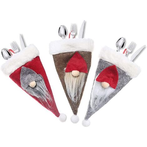 Ensemble de 12 porte-couverts pour Noël, 6 porte-couverts pour la vaisselle de Noël (1/5)