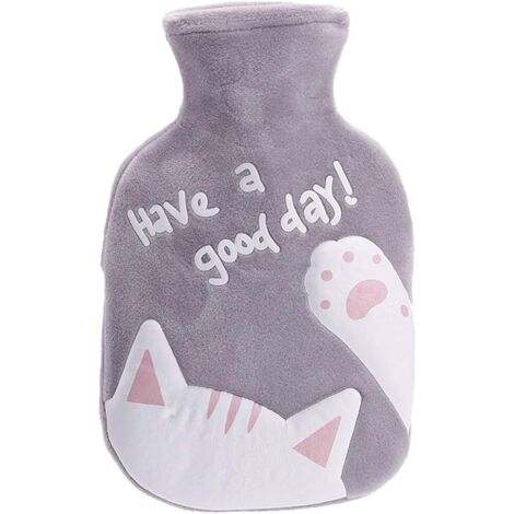 Bouillotte de 350 ml avec housse en velours doux – motif chat (1/5)
