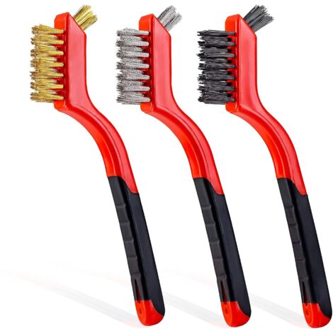 Ensemble de brosses métalliques, 3 pièces – poils en nylon/laiton/acier inoxydable avec C (1/5)
