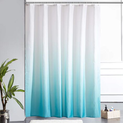 Rideau de douche bleu marine 180 x 200 cm, en tissu dégradé de couleurs résistant aux moisissures. (1/5)