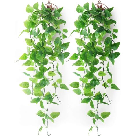 Lot de 2 plantes suspendues artificielles avec paniers, artificielles (1/5)