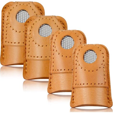 Ensemble de 4 dés à coudre en cuir, dés à coudre à la main, protège-doigts, dés à coudre pour courtepointes (1/5)