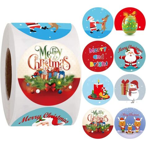 500 autocollants de Noël, étiquettes autocollantes rondes « Joyeux Noël » (1/5)