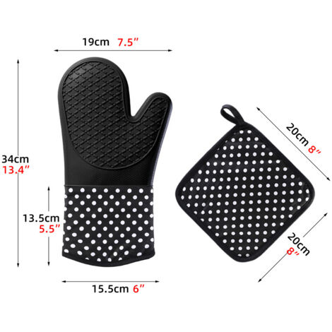 dessous de plat en silicone, gants de cuisine, noirs, lot de 2, pour la cuisine et le micro-ondes (1/5)