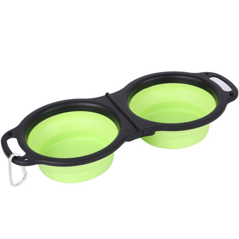 Gamelle verte pliable pour chien, grande, extensible et portable pour les voyages. (1/5)