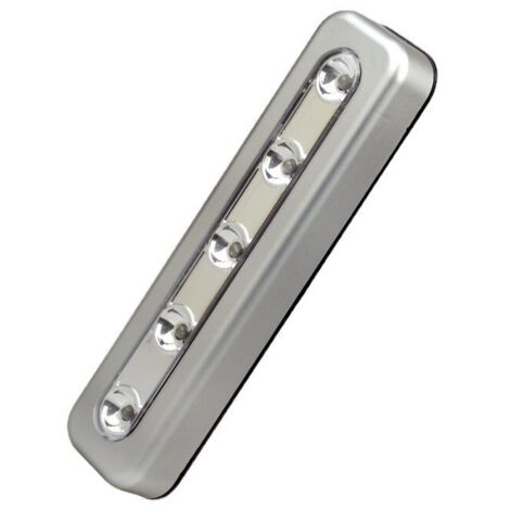 Lampe de chevet argentée, veilleuse avec 5 LED tactiles à piles, réglable (1/5)