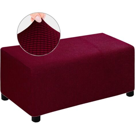 Housse de pouf en velours rouge de taille moyenne, grande housse de repose-pieds (1/5)