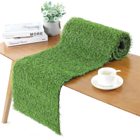 Chemin de table en gazon vert, 35,5 x 120 cm, pour la décoration de fête (1/5)