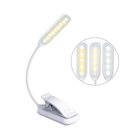 Lampe de lecture, 9 LED, lampe à pince rechargeable par USB, col flexible à 360°, 3 températures de couleur (1/5)