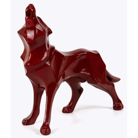 Sculpture de loup, sculpture animalière géométrique en résine (1/4)