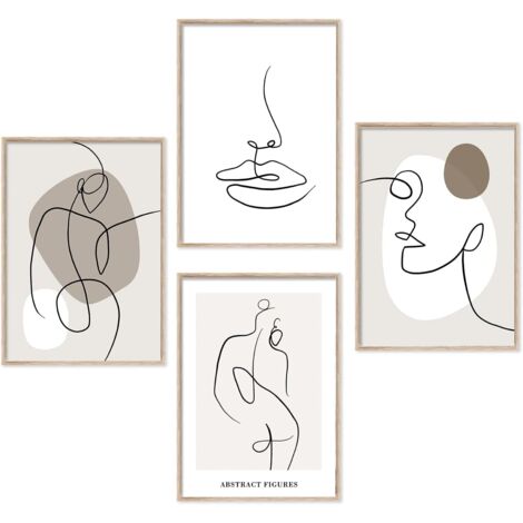Décoration murale d'affiches, ensemble de peintures abstraites au trait, peinture moderne (1/5)