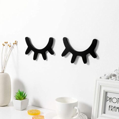 1 paire Yeux Cils Bois Décoration Murale Chambre D'Enfant Stick (1/5)