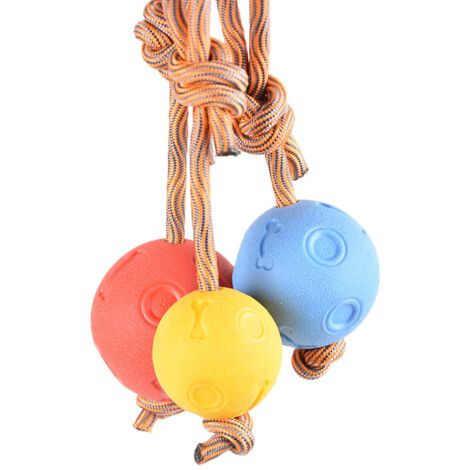 Ensemble de 3 balles pour chien avec corde et balle en caoutchouc solide (1/4)
