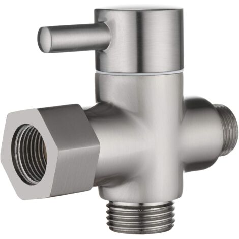Système de distribution d'eau à 3 voies en laiton massif (3/8 pouce) au design brossé pour la chasse d'eau des toilettes (1/5)