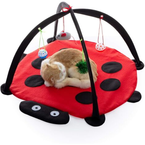 Ensemble comprenant 1 panier + 4 balles jouets, des clochettes, des souris, des plumes, des tapis et matelas pour chats et chiots (1/5)