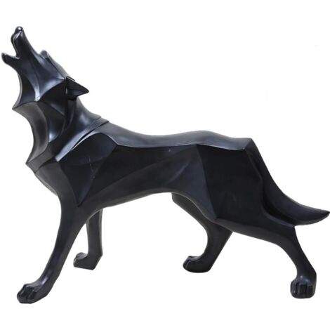 Sculpture de loup, sculpture animalière géométrique en résine (1/4)