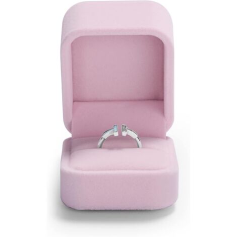 Boîte à bijoux en velours rose, idéale pour les mariages, les fiançailles, les cadeaux d'anniversaire et les présentoirs de bijoux dans les centres commerciaux. (1/4)