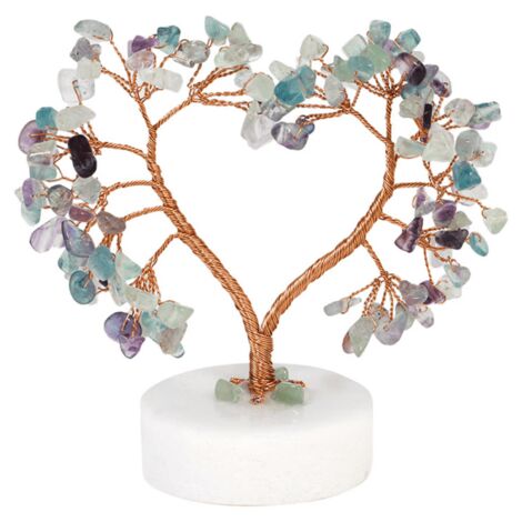 Décoration Feng Shui : Arbre de Vie en pierre précieuse, fil d'or rose. (1/4)
