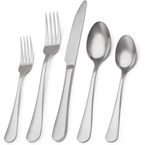 Ensemble de couverts en argent 5 pièces, ensemble de couverts en acier inoxydable finition satinée (1/4)