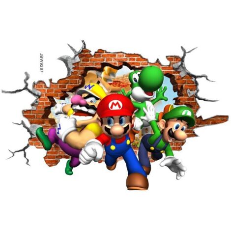 Stickers muraux 3D Mario pour chambres d'enfants, autocollants, en PVC (1/5)