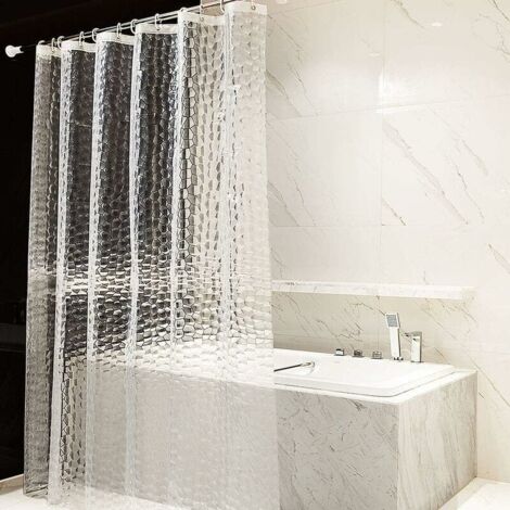 Rideau de douche 180 x 200 cm, 100 % EVA, semi-transparent, imperméable